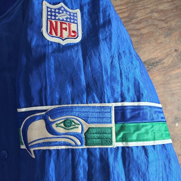 Vintage Seattle Seahawks Starter Pro Line Men’s Full Snap Bomber Jacket Size L - Picture 5 of 16